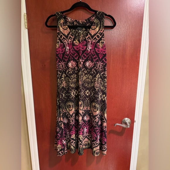 Anne Klein Womens Dress Sz 4 Green Purple Sleeveless V-Neck - Picture 2 of 4